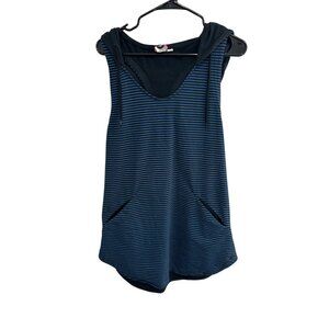Roxy Front Pockets Hooded Striped Sleeveless Tank Top Size XL Athleisure Casual